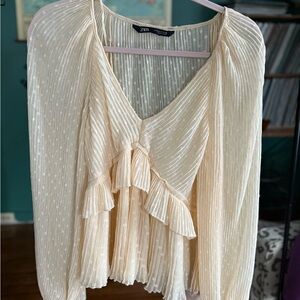Zara Cream Peplum Blouse
